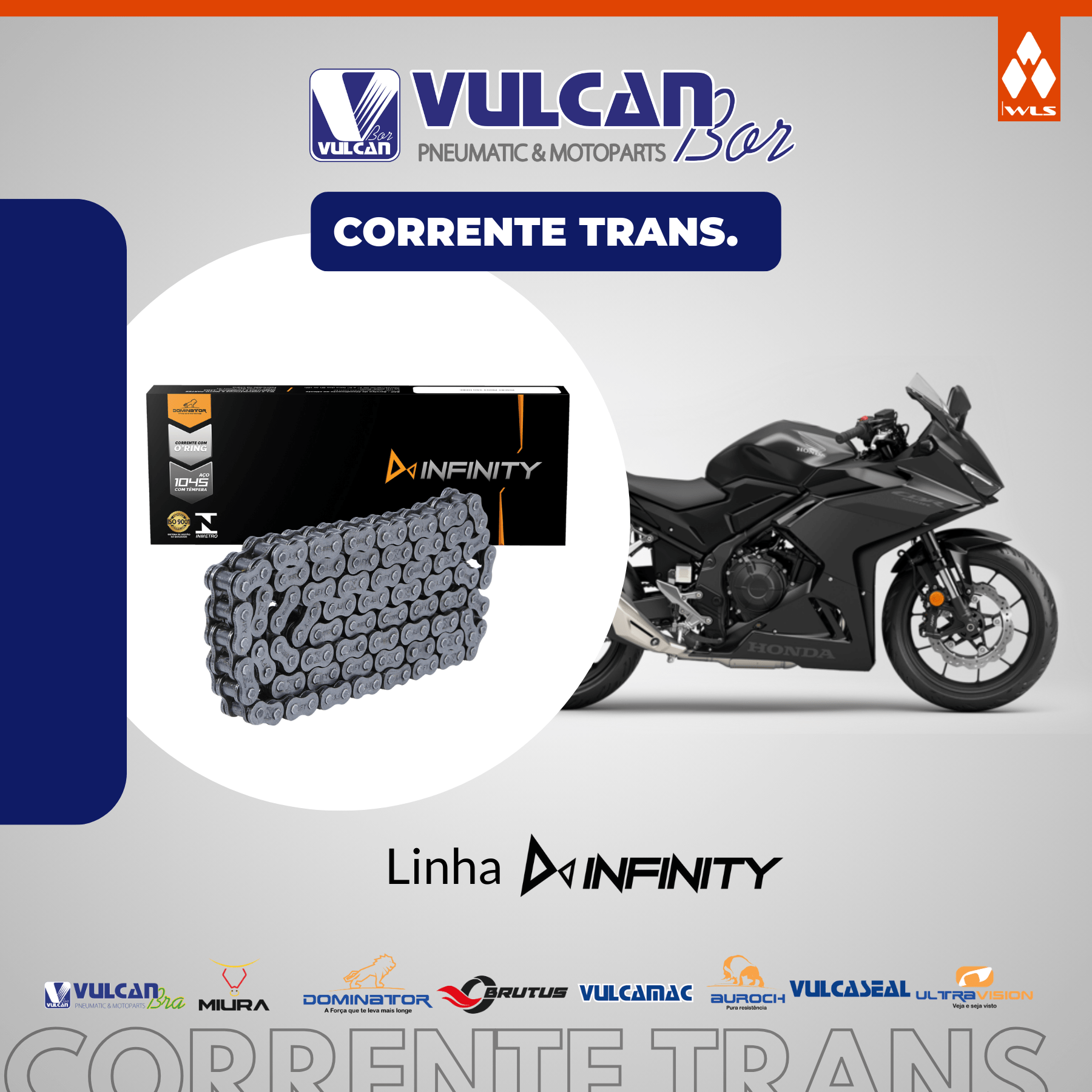 CORRENTE TRANS. INFINITY (520HO + 122L) P/ MOTO HONDA CBR500R-CB500F ...